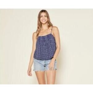 NWT Outerknown Organic Cotton Sleeveless Strappy Tank Top Blue Women's Size L